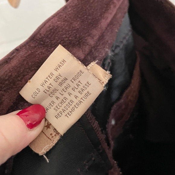 Vintage 90s Y2K Pants Faux Suede Vegan Embroidered Dark red Burgundy Plum Sz 11 - Picture 5 of 11